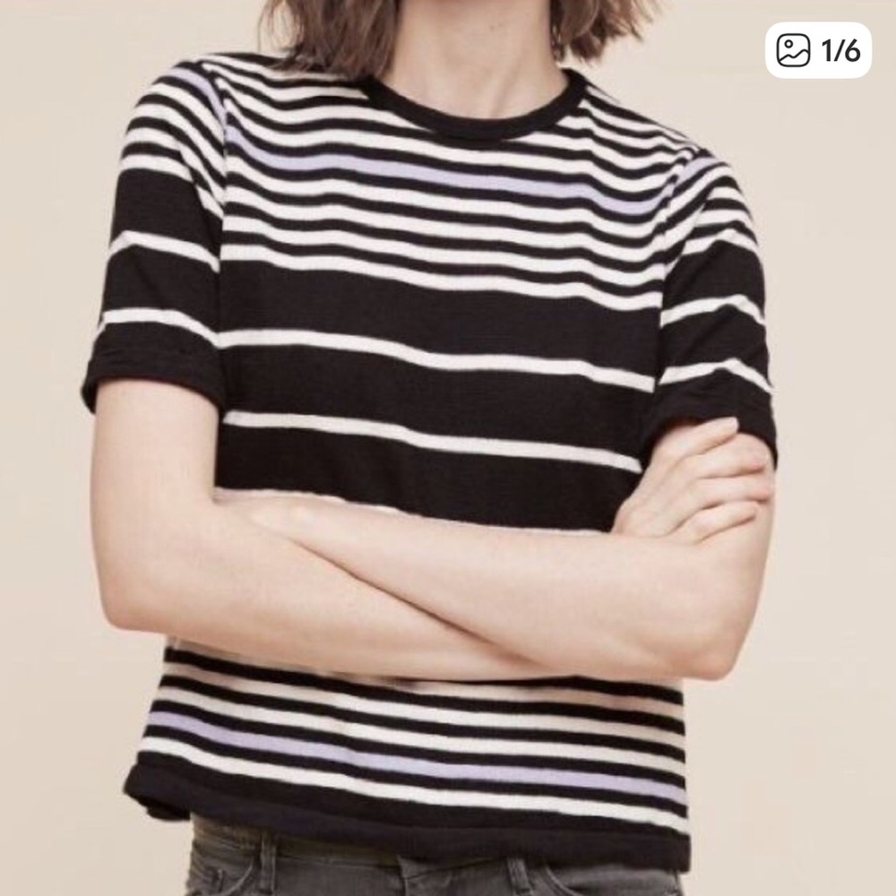 anthropologie postmark | striped cropped knit shirt